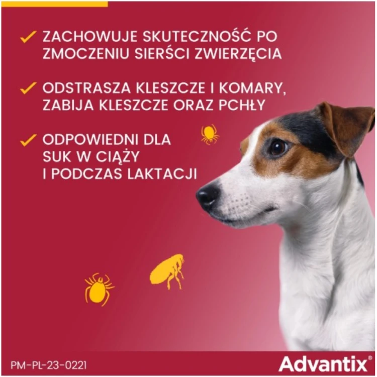 Advantix Krople na kleszcze i  pchły dla psa  4-10kg. Spot-On 4 pipety