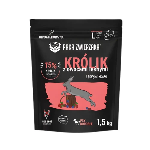 Paka Zwierzaka Królik z owocami leśnymi „L” 1,5 kg Sucha karma dla psa