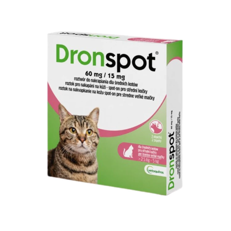 Vetoquinol Dronspot 2 szt. krople odrobaczające dla kotów (2,5–5 kg).png
