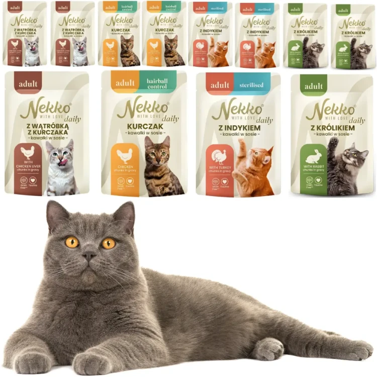 Nekko Daily mix smaków w Sosie 12x85g mokra karma dla kota adult