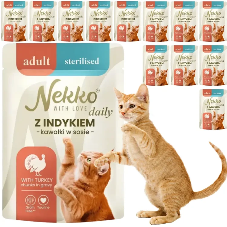 Nekko Daily Sterilised Indyk w Sosie 12x85g Karma dla kota po sterylizacji