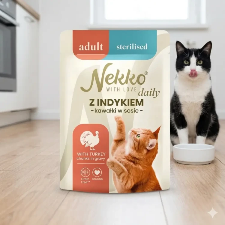 Nekko Daily Sterilised Indyk w Sosie 12x85g Karma dla kota po sterylizacji