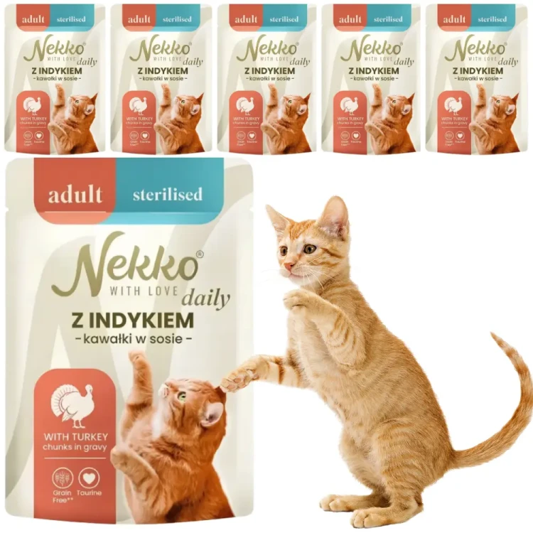 Nekko Daily Sterilised Indyk w Sosie 6x85g Karma dla kota po sterylizacji