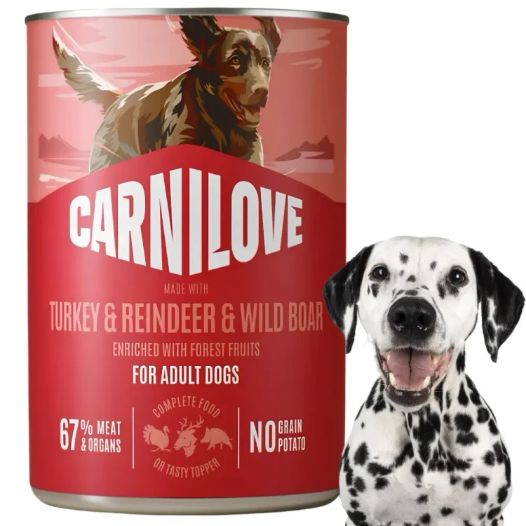 Carnilove Dog Turkey Reindeer Wildboar 6x400g Bezzbożowa mokra karma dla psa
