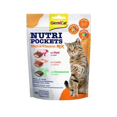 GimCat Nutri Pockets Malt & Vitamin Mix 150g Przysmaki odkłaczające dla kota