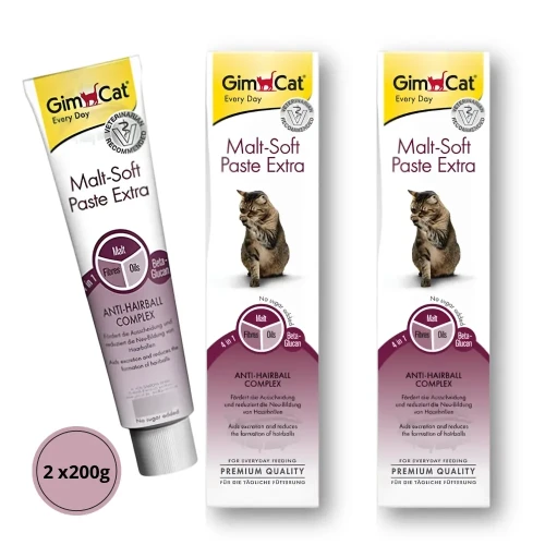GimCat Malt Soft Extra Pasta 2x200g Odkłaczająca dla kota na kłaczki