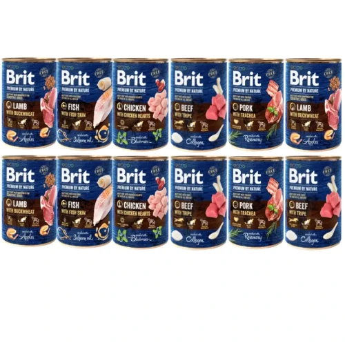 BRIT BY NATURE Karma mokra dla psa mix smaków 12 x 400g