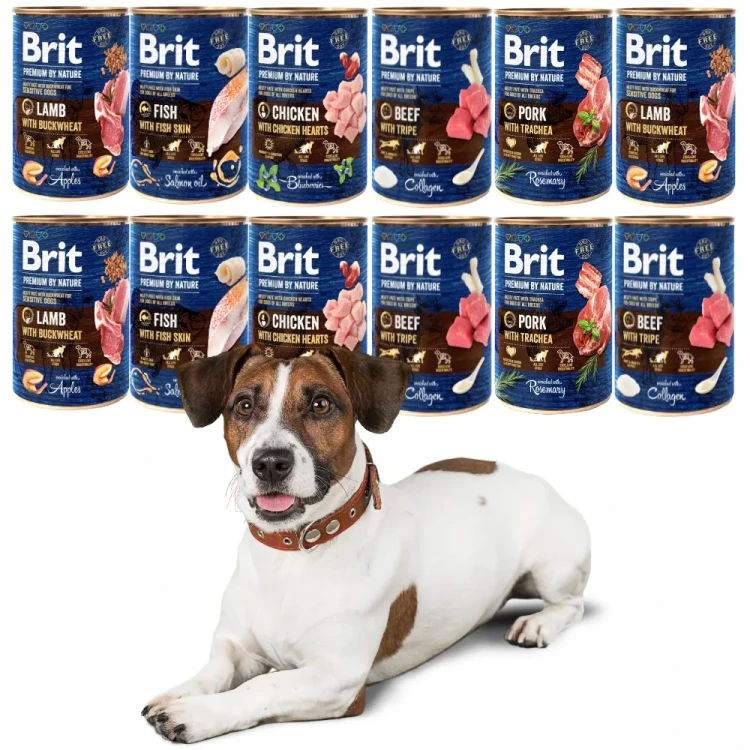 BRIT BY NATURE Karma mokra dla psa mix smaków 12 x 400g