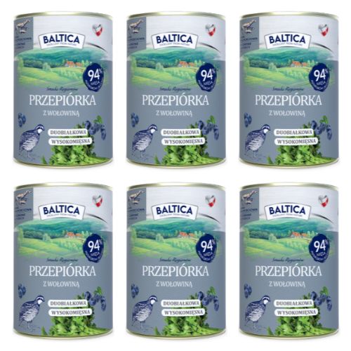 BALTICA Karma mokra dla psa Przepiórka z Wołowiną 6x400g