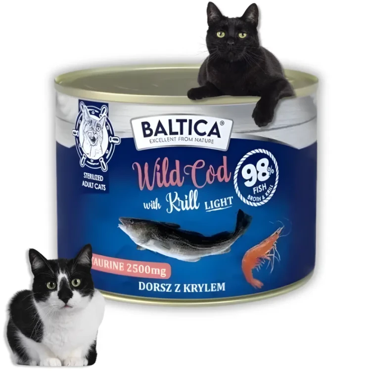 Baltica Excellent Light Mokra Karma dla Kota Dorsz z Krylem 185g