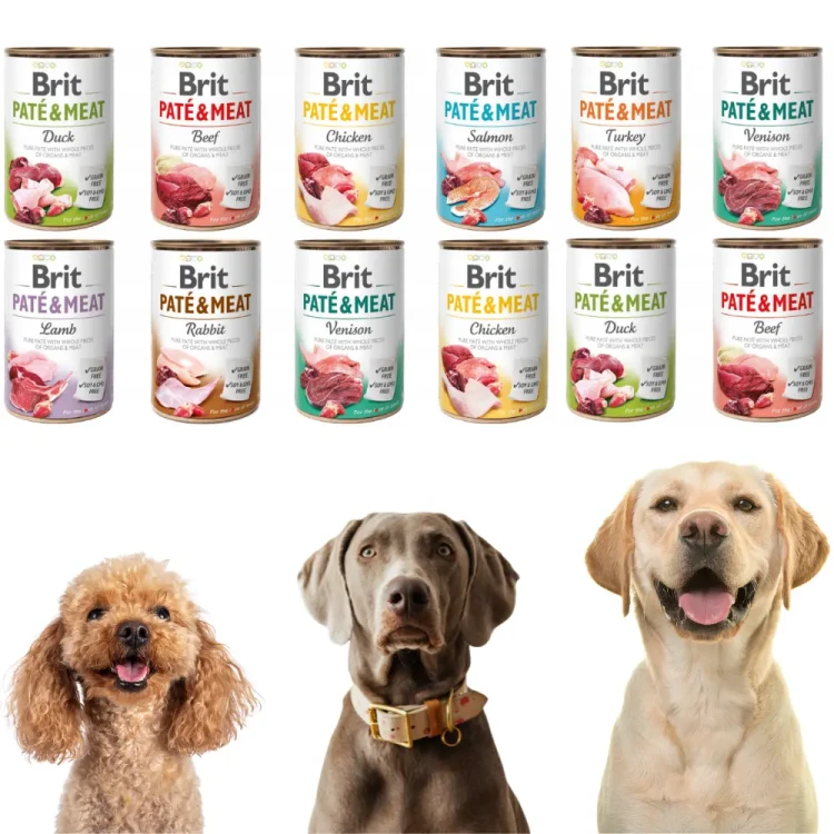 BRIT PATE & MEAT Karma mokra psa MIX Smaków 12 x 400g Adult bezzbożowa