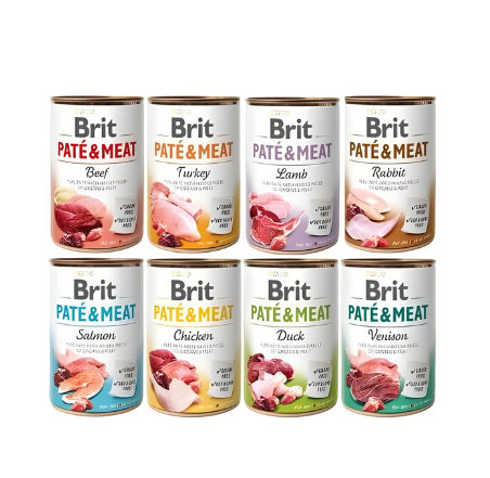 BRIT PATE & MEAT Karma mokra psa MIX Smaków 12 x 400g Adult bezzbożowa