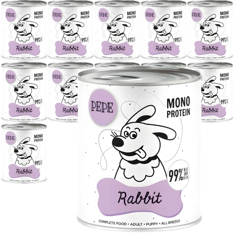 Paka Zwierzaka Królik 12x800 g Monoproteinowa karma mokra dla psa