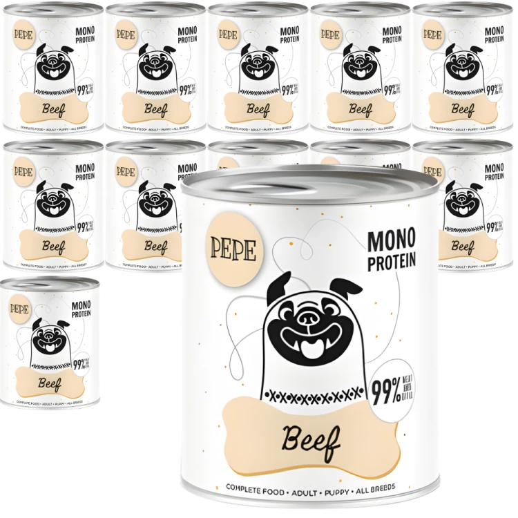 Paka Zwierzaka Wołowina 12x800g Monoproteinowa karma mokra dla psa