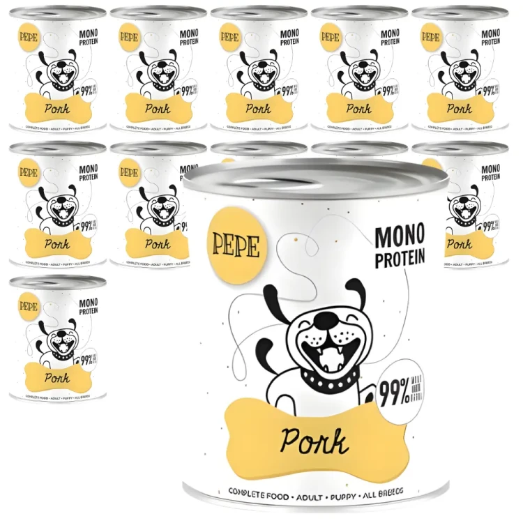 Paka Zwierzaka Wieprzowina 12x800g Monoproteinowa karma mokra dla psa