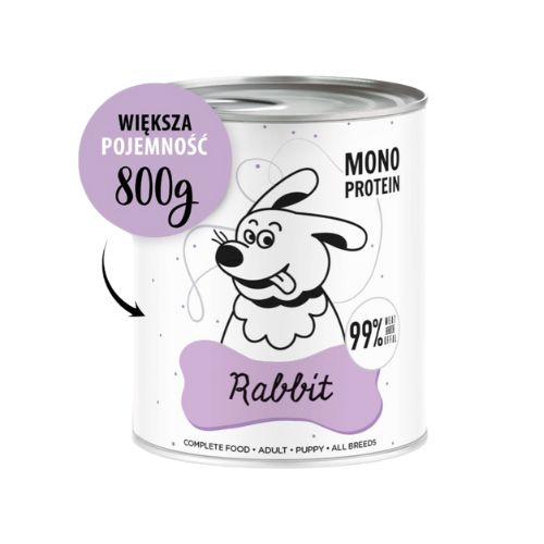 Paka Zwierzaka Królik 6x800 g Monoproteinowa karma mokra dla psa