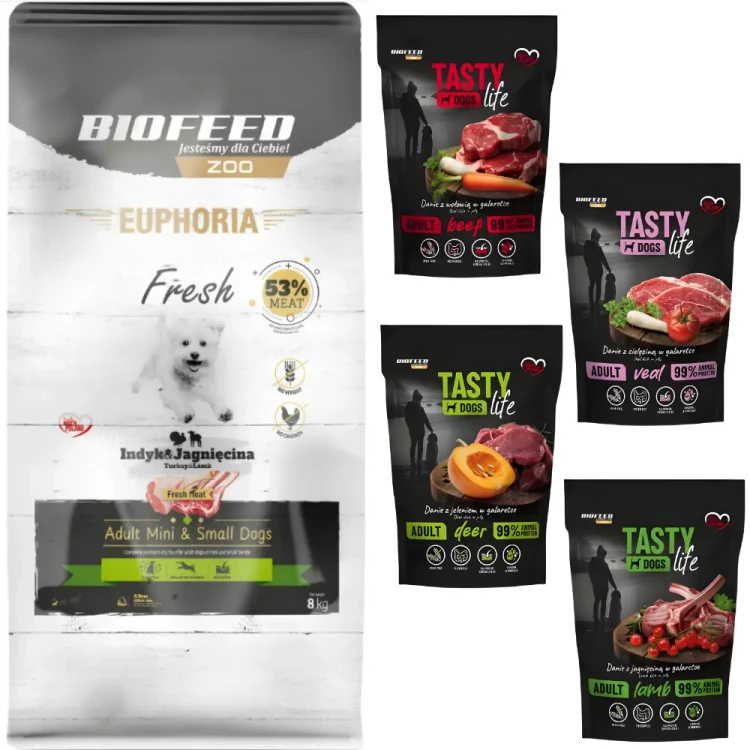 EUPHORIA Fresh Meat Adult Indyk Jagnięcina 8kg XS/S + Saszetki