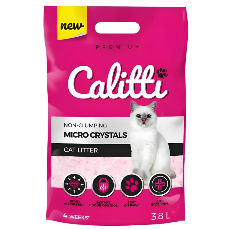 Calitti Micro Crystals 3,8L Żwirek silikonowy dla kota + 4x200 mokra karma
