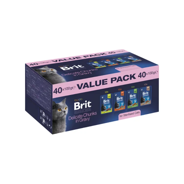 Brit Premium Cat Value Pack 40x100g Karma mokrra dla kota Sterilised
