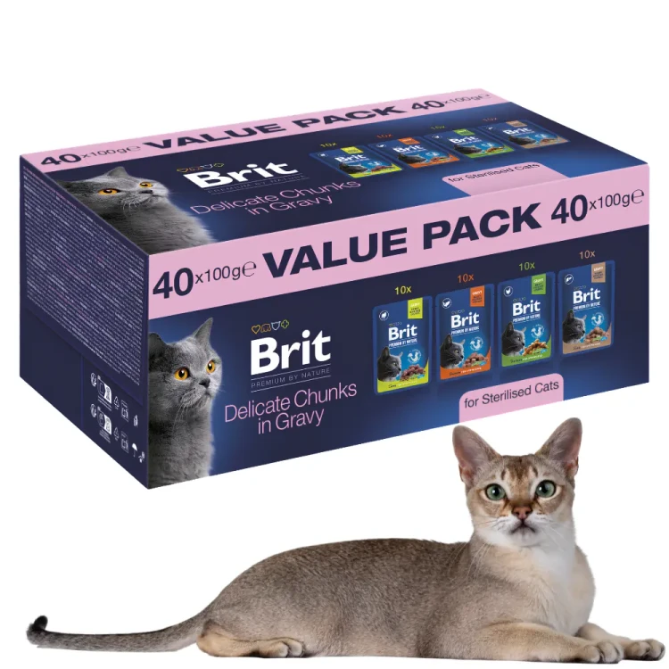 Brit Premium Cat Value Pack 40x100g Karma mokrra dla kota Sterilised