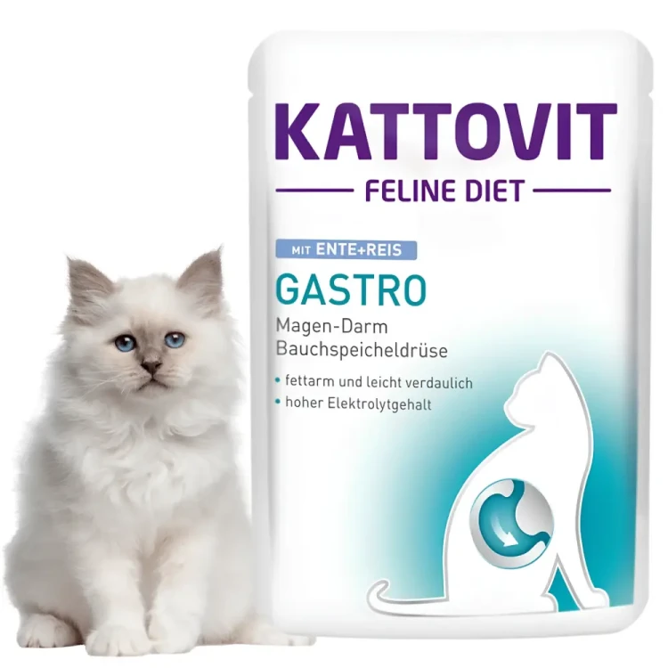 Kattovit Gastro Kaczka z Ryżem 24x85g Mokra karma dla kota żołądek jelita