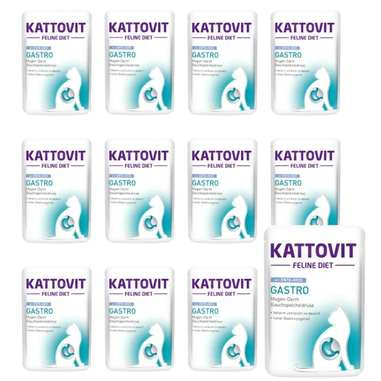 Kattovit Gastro Kaczka z Ryżem 12x85g Mokra karma dla kota żołądek jelita