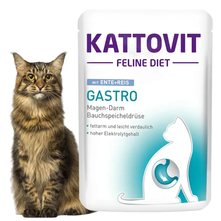 Kattovit Gastro Kaczka z Ryżem 12x85g Mokra karma dla kota żołądek jelita