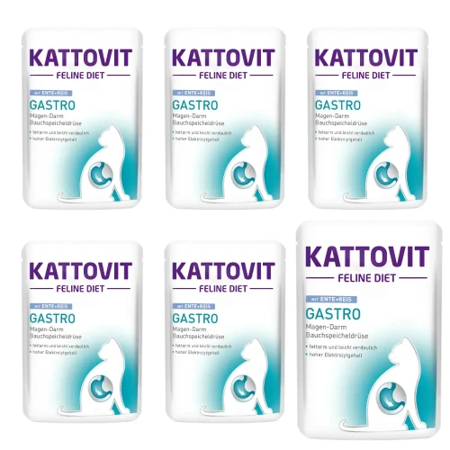 Kattovit Gastro Kaczka z Ryżem 6x85g Mokra karma dla kota żołądek jelita