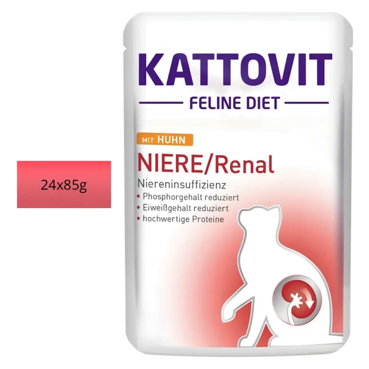 Kattovit Renal Kurczak 24x85g Mokra karma dla kota nerki niewydolność
