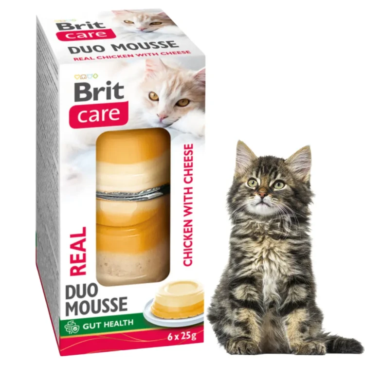Brit Care Cat Duo Mousse Cups Chicken&Cheese 6x25g Przysmaki dla kota ser