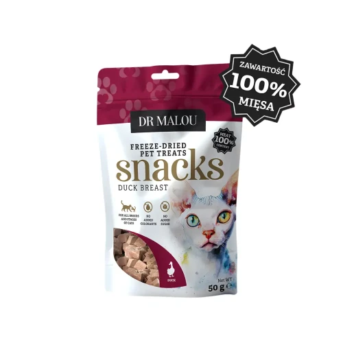 Dr Malou Mięsne kostki 100% 50g Przysmaki dla kota kaczka