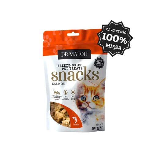 Dr Malou Mięsne Kostki 100% Łosoś 50g Przysmaki dla kota łosoś