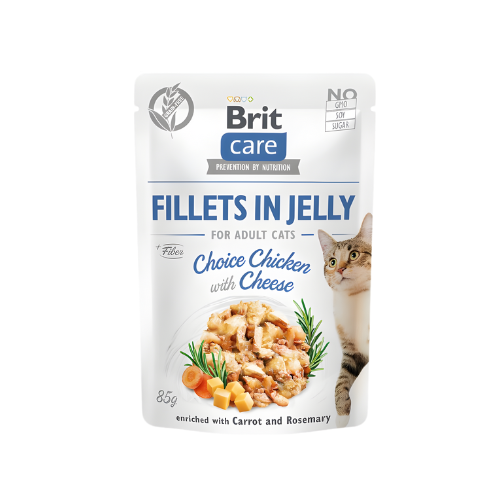 Brit Care Cat Fillets In Jelly Kurczak i Ser 85g Mokra karma dla kota