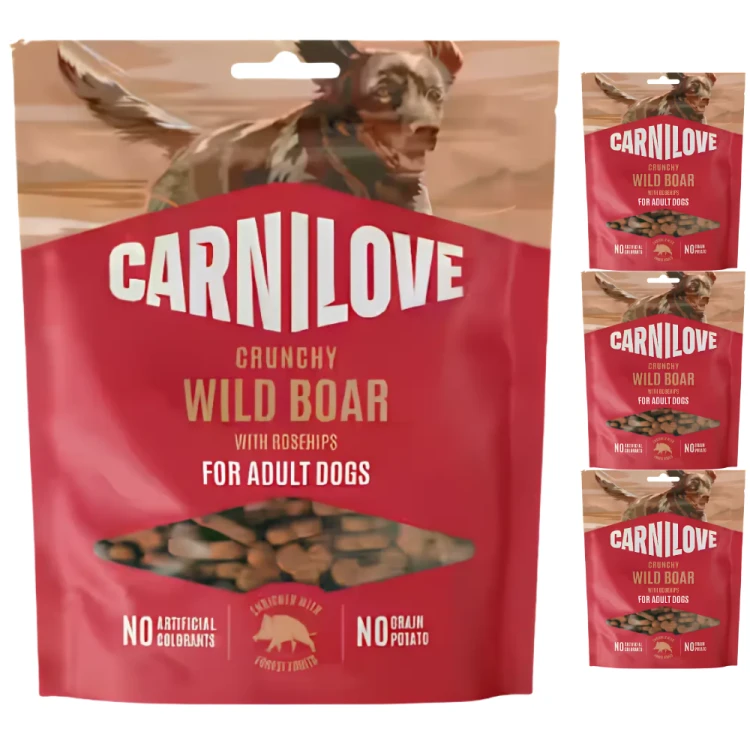 Carnilove Crunchy Snack Dzik 4x200 g Przysmak dla psa z owocami dzikiej róży