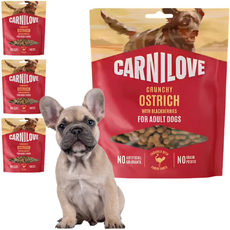 Carnilove Crunchy Snack Struś z Jeżynami 4x200g Przysmak dla psa
