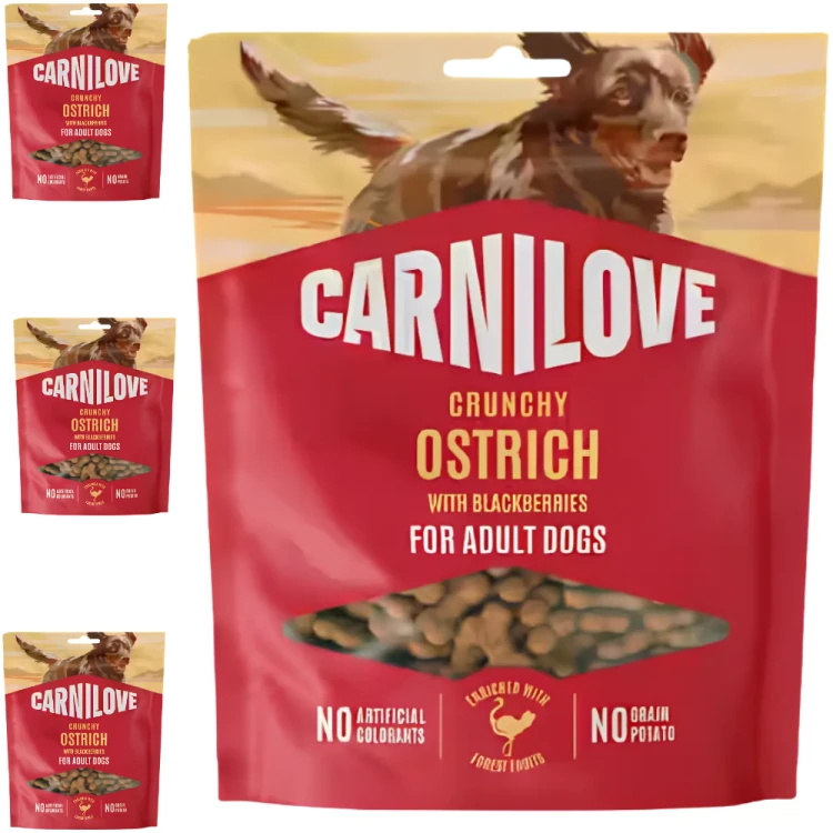 Carnilove Crunchy Snack Struś z Jeżynami 4x200g Przysmak dla psa