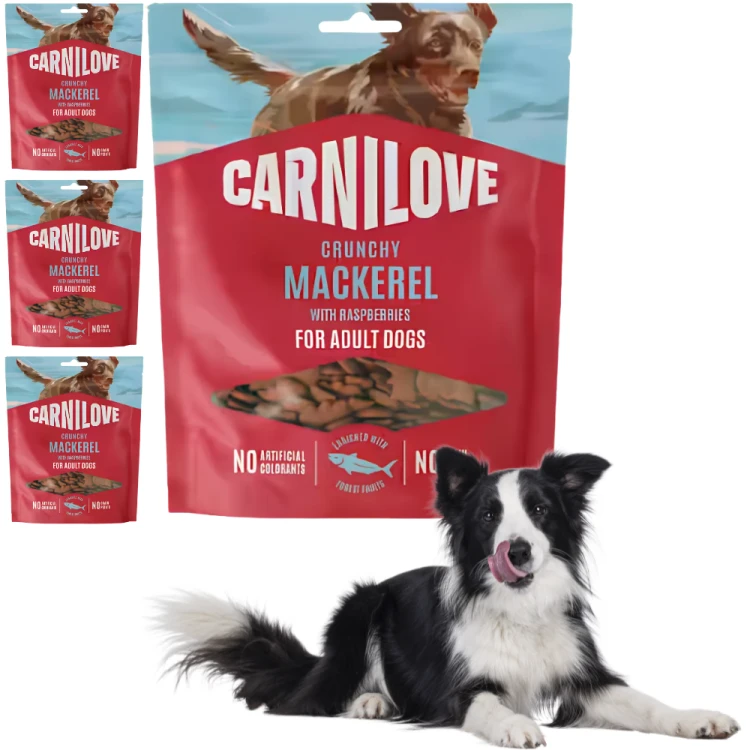Carnilove Crunchy Snack Makrela z Malinami 4x200g Przysmak dla psa