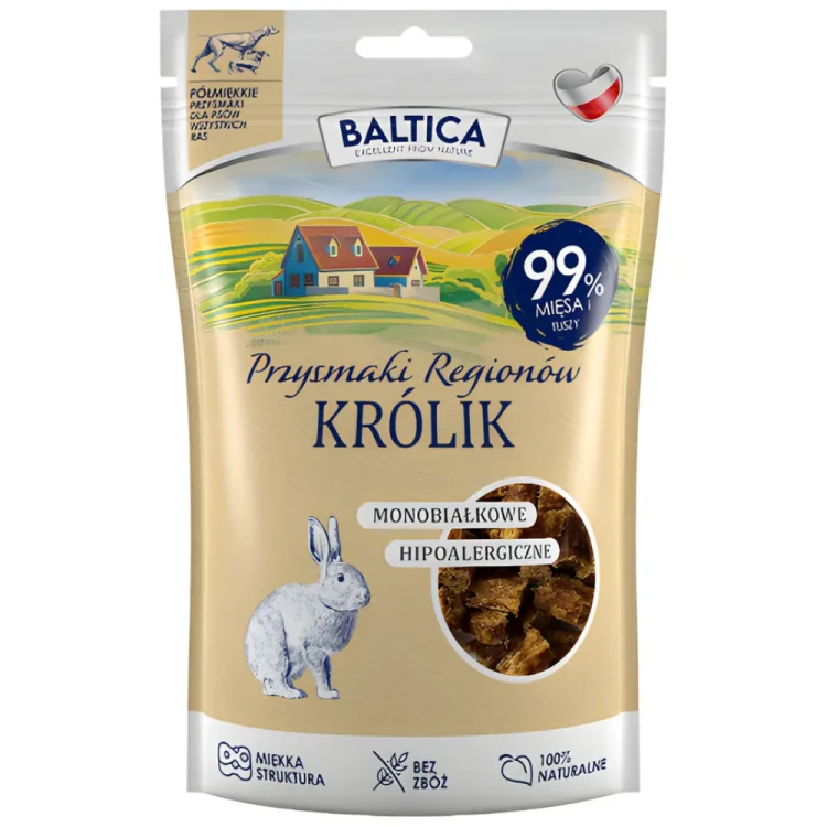 Baltica Przysmaki Regionów Półmiękkie Królik 80g – naturalne przysmaki treningowe dla psa