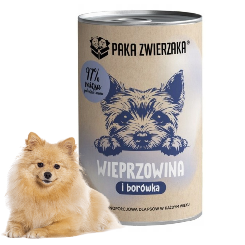 Paka Zwierzaka Wieprzowina z borówką 400g Karma mokra dla psa