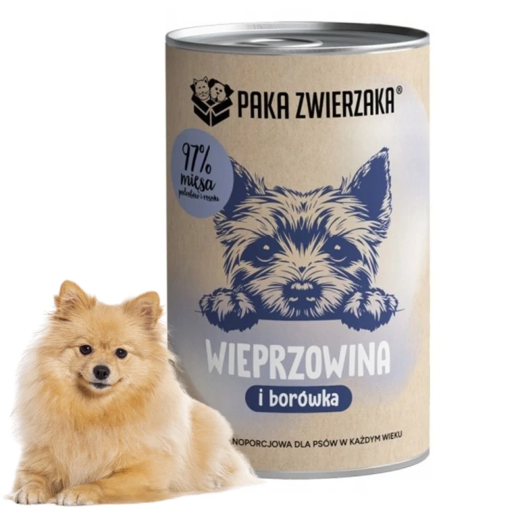 Paka Zwierzaka Wieprzowina z borówką 400g Karma mokra dla psa