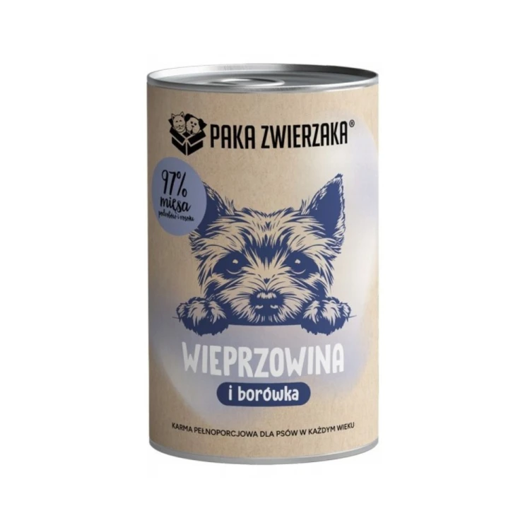Paka Zwierzaka Wieprzowina z borówką 400g Karma mokra dla psa