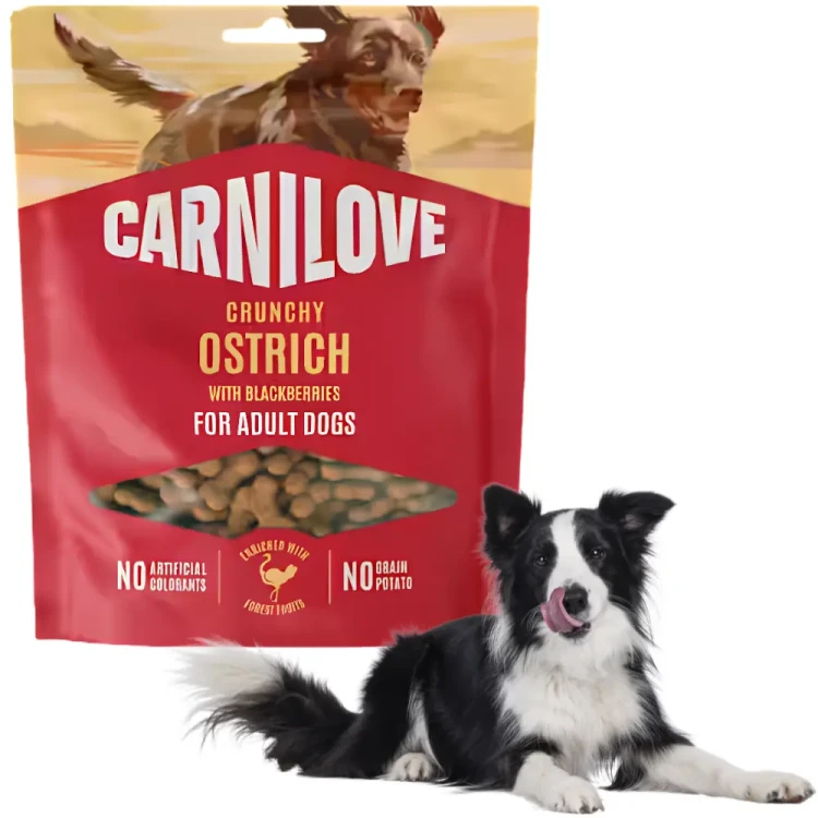 Carnilove Crunchy Snack Struś z Jeżynami 200g Przysmak dla psa