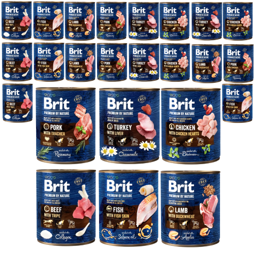 BRIT BY NATURE Karma mokra dla psa mix smaków 24 x 800g ADULT Bezzbożowa