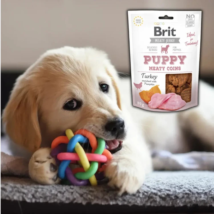 Brit Jerky Puppy Turkey Meaty Coins 80g Przysmak dla szczeniąt z indykiem