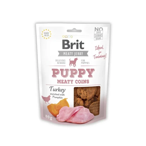 Brit Jerky Puppy Turkey Meaty Coins 80g Przysmak dla szczeniąt z indykiem