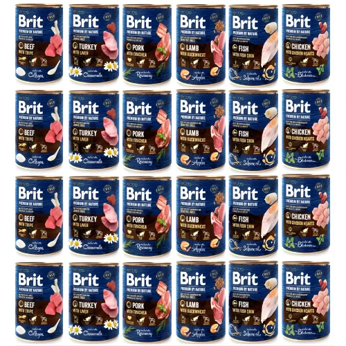 BRIT BY NATURE Karma mokra dla psa mix smaków 24 x 400g