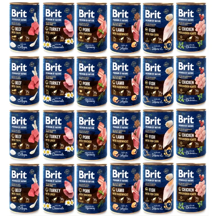 BRIT BY NATURE Karma mokra dla psa mix smaków 24 x 400g