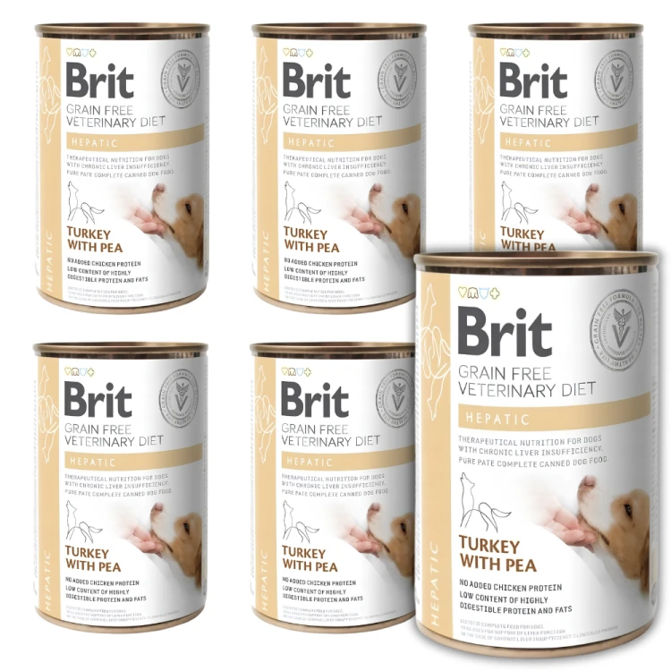 Brit Veterinary Diet Dog Hepatic Indyk 6x400g mokra karma dla psa