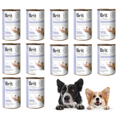 Brit Veterinary Diet Dog Gastrointestinal Łosoś 12x400g Mokra karma weterynaryjna dla psa