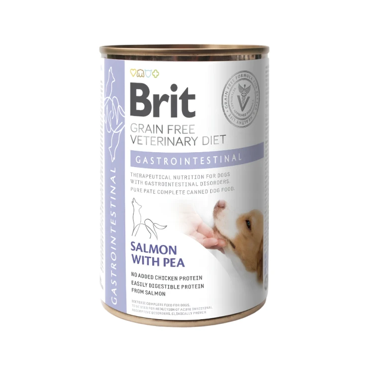 Brit Veterinary Diet Dog Gastrointestinal Łosoś 12x400g Mokra karma weterynaryjna dla psa